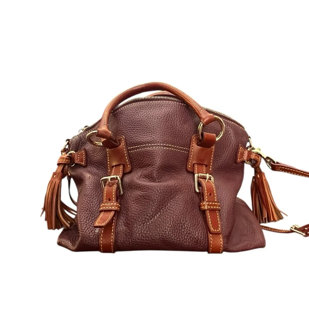 Dooney & Bourke Rich Brown Leather Satchel - Picture 3 of 11